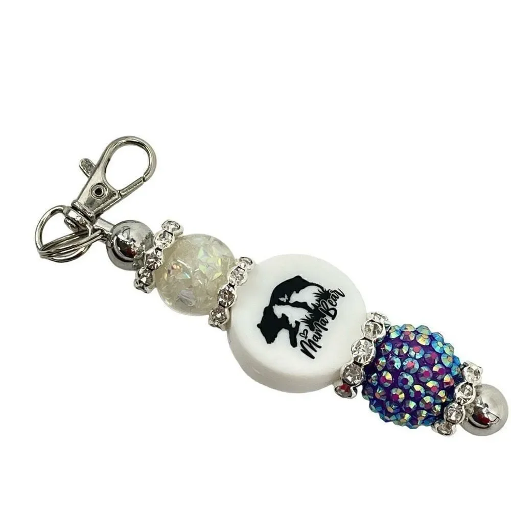 Keychain purse charm Beaded Keychain For Women, Bar Keychain, Silicone bead keyc